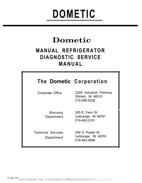 Dometic Refrigerator Troubleshooting Manual